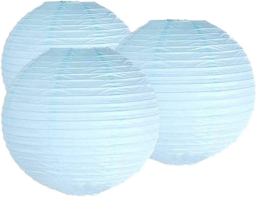4″6″8″10″12″14″16″18 Round Paper Lanterns Lamp Wedding 4″/10CM, Baby Blue