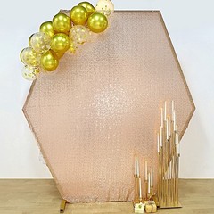 8 ft BLUSH Sparkle Sequin Hexagon Backdrop STAND COVER Party Events Decorations