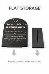 Wedding Reserved Table Signs Immediate Family 2 or 4 Pack Black Stand Decor