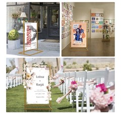 Wedding Welcome Sign Stand, 50”x30”x 20” Heavy Duty Easel / 8 Pair Satin Ribbon