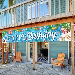 Large Happy Birthday Pool Party Banner, Pool Birthday Party Decorations, Pool…