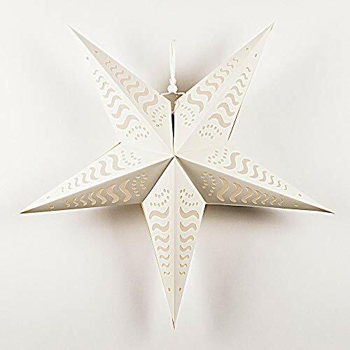 24″ Solid White Tidal Waves Cut-Out Paper Star Lantern, Hanging Decoration