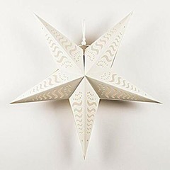 24″ Solid White Tidal Waves Cut-Out Paper Star Lantern, Hanging Decoration