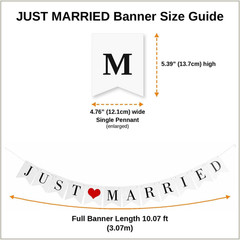 Just Married Banner Pre-Strung Wedding Banner Bunting Photo Booth Props Garland