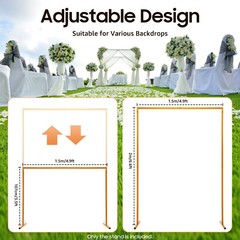 Square Wedding Arch, Gold Metal Framework Heavy Duty Backdrop Stand Garden