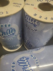 Clearance: 25Yd Vintage Topper Tulle Net Ribbon Faded Blue Wedding Netting 6″