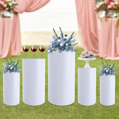 Cylinder Stands For Party-set Of 5 White Cylinder Pedestal Stand Decoration