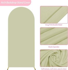 Putros Wedding Arch Cover 5FT Dusty Blue Spandex Fitted Arch Cover for Round Top