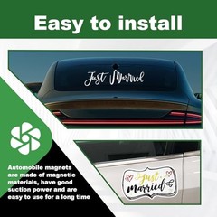 4Pcs Just Married Wedding Car Decorations Car Decor Kit with Large Ornate