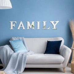 3D Acrylic Mirror Wall Decal Family Sign Letters Wall Stickers Mirror Rustic …