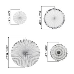 Hanging Paper Fans Party Set 8Pcs Decoration for Birthday(Silver White)