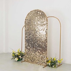 7 ft CHAMPAGNE Big Payette Sequin Fitted Round Top Wedding Arch STAND COVER