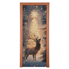 Christmas Deer Door Cover, Stretch Fabric Backdrop Door Porch 35 x 79 in