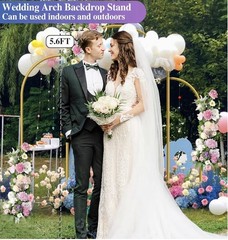 HEMMOTOP Gold Metal Arch Backdrop Stand Set of 3 – 6FT 5FT 4FT Wedding Party