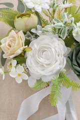 Koroni Flowers Artificial Bridal Bouquet 11 Inch White Green Wedding Ceremony