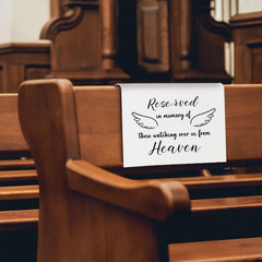 Reserved Seating Chair Signs, in Loving Memory Memorial Wedding Sign Pew Cloths
