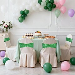 50 Pcs Sequin Chair Sashes Glitter Sequin Sashes Bands Decorative 50 PCS Green