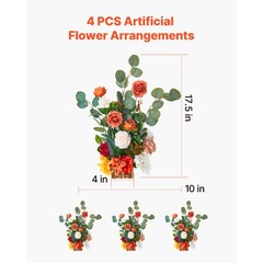 Uimoso 4pcs Freestanding Flower Arrangements for Wedding Floral Centerpieces