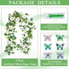 2 Pack Artificial White Rose Vines – 11.8ft Flexible Garland for Wedding Arch…