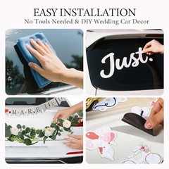 17 Pcs Just Married Car Decorations Set with 14 Wedding Car Magnets Just