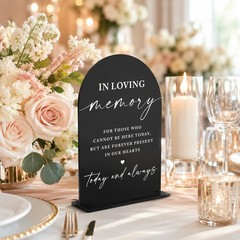 In Loving Memory Wedding Sign, Black Acrylic Memorial Table Decor, Elegant Scrip