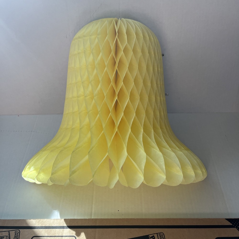 Lot of 12 Vintage Yellow Honeycomb Bell Decorations Center Pieces Or Hanging