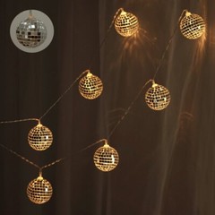 6 ft Warm White LED Disco Mirror Balls Garland Wedding Party Home Decorations