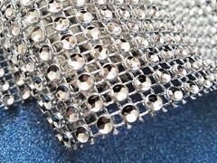 Metre SILVER Diamante Sparkling Diamond effect Wedding Cake Trim Ribbon mesh
