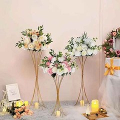 5Pcs Gold Wedding Flower Stand Metal Floor Table Trumpet Vase Centerpiece 19.7″H