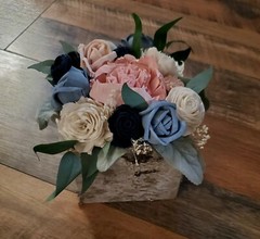 16PC Pink Dusty Blue Centerpiece Set Artificial Navy Sola Wood Wedding Flowers