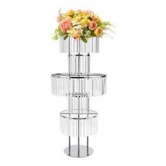 5-Tier Flower Stand Silver Acrylic Crystal Tabletop Wedding Centerpiece 110cm