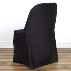 10 Black POLYESTER Folding Flat CHAIR COVERS Wedding Banquet Dinner Decorations