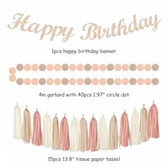 Blush-Pink Champagne Beige Happy-Birthday Party Champagne Blush Pink Beige