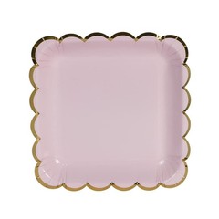 Geeklife Pink Disposable Paper Party Plates Bulk, 7 Inch Metallic Gold Paper …
