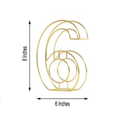GOLD 8″ tall 3D Metal Wire Number 6 Party Wedding Reception Backdrop Supplies
