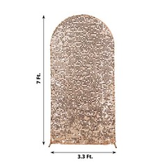 7 ft BLUSH Big Payette Sequin Fitted Round Top Wedding Arch STAND COVER Party