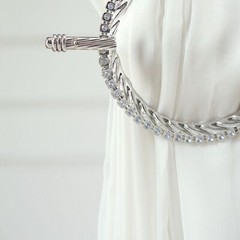 2 Round 6 in Plastic CURTAIN TIE Backs Braided Design Acrylic Crystals Party