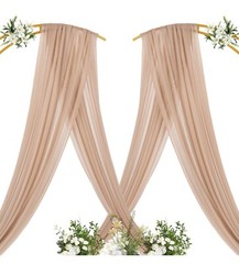 Wedding Arch Draping Fabric 2 Panels of 20Ft Nude Chiffon-Drapery for Outdoor