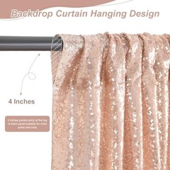 Sequin Backdrop Curtain 6 Pcs 2ftx8ft Wedding Party 6 pcs-2ftx8ft Rose Gold