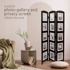 3-Panel Photo Collage Room Divider & Privacy Screen for Home & Office Decor
