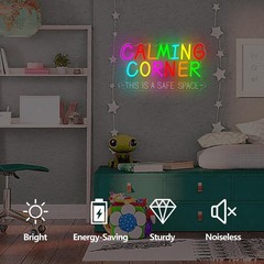 hhuohuona Calming Corner Neon Signs for Wall Decor Dimmable Safe Space Led Si…