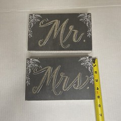Wedding Decor Set Of 2 Mr Mrs Sign 8”x5” Each