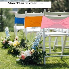 MDS Pack of 50 Spandex Chair Sashes Bows Elastic Stretch Dining Chair Bands T…