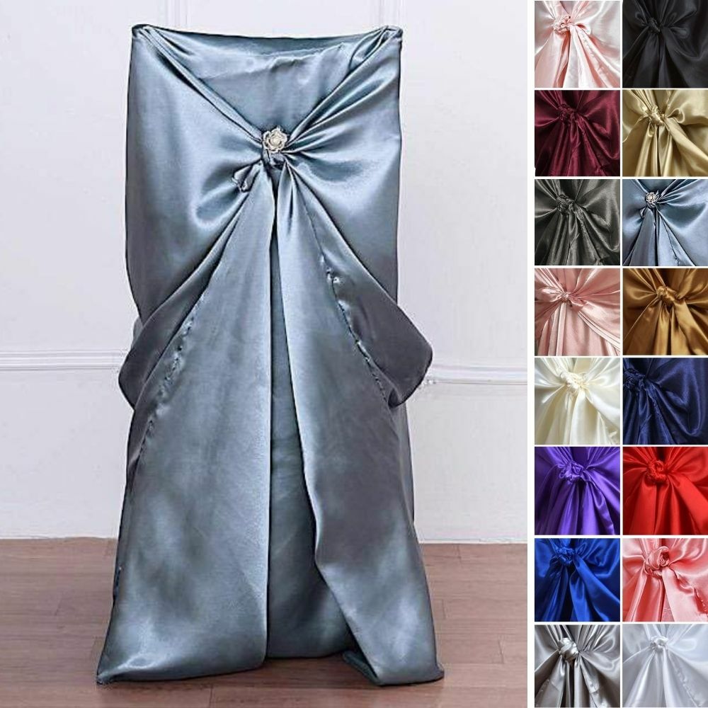 10 Satin UNIVERSAL CHAIR COVERS Party Wedding Home Slipcover Decorations SALE