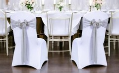 Pack of 50 Chiffon Chair Sashes Bows for Wedding Events Supplies, 50 pcs Grey