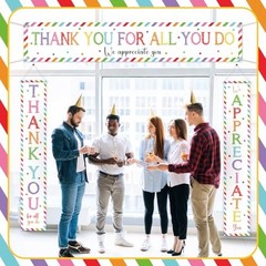 Tingjoo 3 Pcs Employee Appreciation Banner Thank You Door Colorful Classic