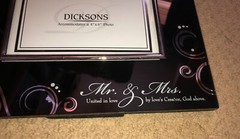 Mr & Mrs United In Love Black Mirror Glass Photo Frame Ornate Script Graphic