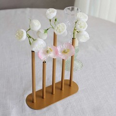 Gold 10″ Metal 5 Tubes Single Stem Flower Bud Vase Centerpiece Party Decorations
