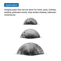 Hanging Paper Fans Party Set 6Pcs Decoration for Home Birthday Wedding(Silver)