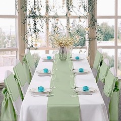 6 Pack Satin Runners 12 x 108 Inch Bright Silky Smooth 12″ x 108″ Sage Green